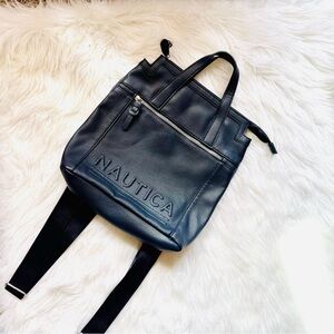 Navy Pebbled Backpack Purse Nautica Faux Leather Bag‎